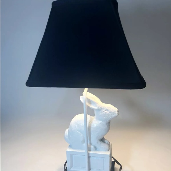 UTTERMOST white bunny lamp black linen lampshade - Picture 3 of 12